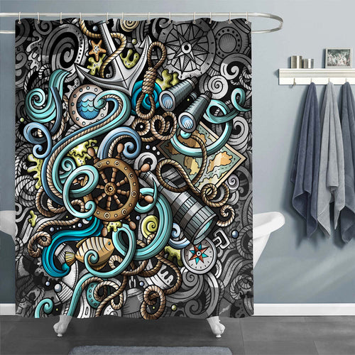 Grunge Stylish Nautical Shower Curtain