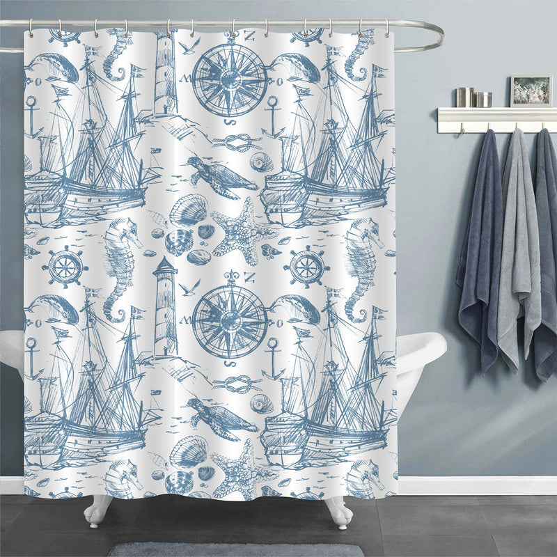 Vintage Marine Elements Shower Curtain - Grey Blue