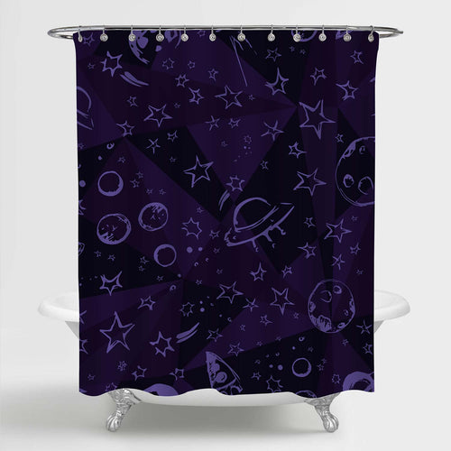 Abstract Space Pattern Shower Curtain - Purple