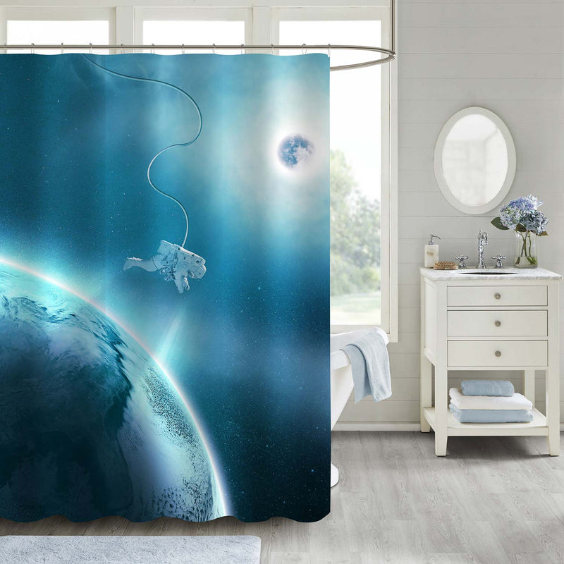 Lost Astronaut Shower Curtain - Blue