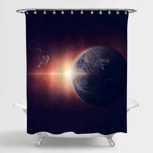 Astronaut Lost in Space Shower Curtain - Red Black