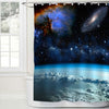 Space Scenery of Earth and Galaxy Shower Curtain - Blue