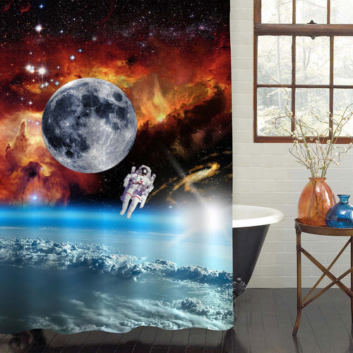 NASA Spaceman in Outer Space Shower Curtain - Blue Red