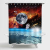 NASA Spaceman in Outer Space Shower Curtain - Blue Red