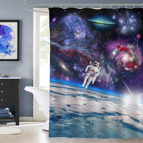 Astronaut at Spacewalk Shower Curtain - Blue Purple