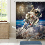 NASA Astronaut in Outer Space Against the Backdrop of The Planet Earth Shower Curtain - Blue