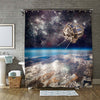 Space Satellite Orbiting the Earth Shower Curtain - Blue Brown
