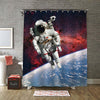 Astronaut at Spacewalk in Outer Space Shower Curtain - Blue Red