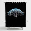 NASA Astronaut Floating Over the Earth Shower Curtain - Blue