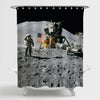 NASA Astronaut on Moon Landing Mission Shower Curtain - Grey