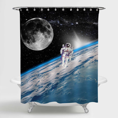 NASA Austronaut on Mission Shower Curtain - Blue