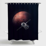 Planet Mars and NASA Space Ship Shower Curtain - Red Black