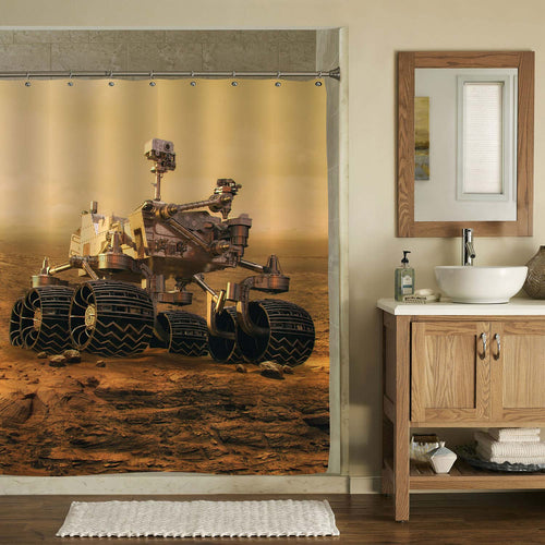 Mars Rover Exploring Surface of Mars Shower Curtain - Sand