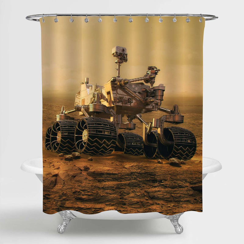 Mars Rover Exploring Surface of Mars Shower Curtain - Sand