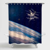 Space Station above the Earth Shower Curtain - Blue