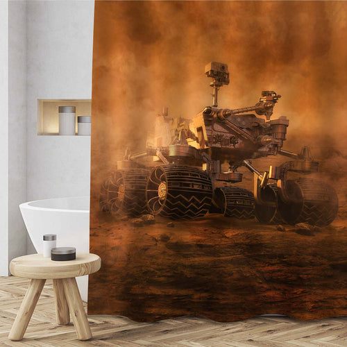 Mars Rover Exploring Surface of Mars Shower Curtain - Sand