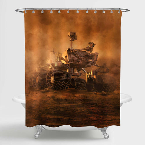 Mars Rover Exploring Surface of Mars Shower Curtain - Sand