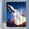 Space Shuttle Taking Off on a Mission Shower Curtain - Blue