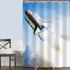 Rocket and Space Shuttle Taking Off on a Mission Shower Curtain - Blue