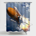 Space Shuttle Flying Over the Clouds Shower Curtain
