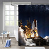 Space Shuttle Taking Off into Space Shower Curtain - Dark Blue
