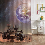 NASA Mars Rover Exploration Vehicle on the Mars Shower Curtain - Brown Blue