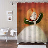 Girl with Wings and Birds Shower Curtain - Orange White