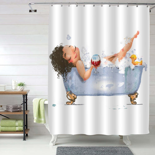 Black Afro Woman in Bath Shower Curtain