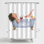 Black Afro Woman in Bath Shower Curtain