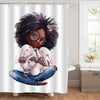 Afro Girl with Little Hares Shower Curtain