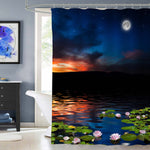 Night Nature Beauty Lotus Shower Crutain - Multicolor