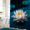 Blossom Lotus Flower in Pond Shower Curtain - Green