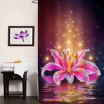 Blooming Lotus Floating Sparkle Water Shower Curtain - Pink