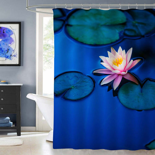 Water Lily on Calm Garden Pond Shower Curtain - Green Pink