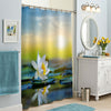Water Lily Floating in the Lake at the Dramatic Sunset Shower Curtain - Green