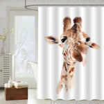 Cloese Up Portrait of Giraffe Shower Curtain - Brown