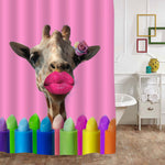 Giraffe with Lipsticks Shower Curtain - Multicolor