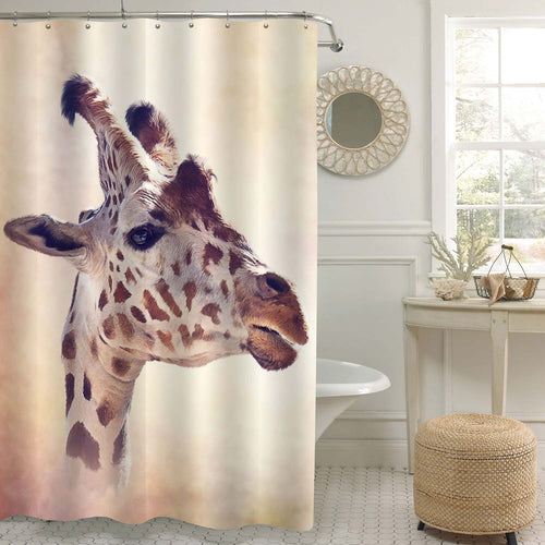 Giraffe Portrait Shower Curtain - Brown