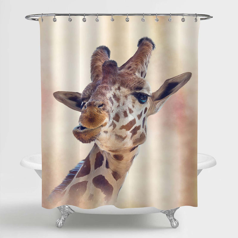 Giraffe with Orange Sky Shower Curtain