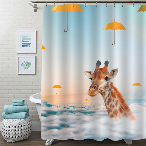 Giraffe Head Above Clouds Shower Curtain