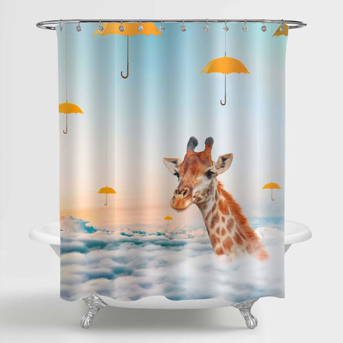 Giraffe Head Above Clouds Shower Curtain