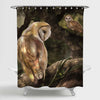 Owl Couple Perch on Tree Shower Curtain - Brown