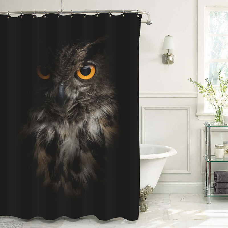 Eagle Owl Portrait Shower Curtain - Black Brown