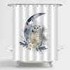Moon, Owl, Bouquet of Roses and Fir Branches Shower Curtain
