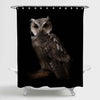 Northern White Faced Owl Portrait Shower Curtain - Black Brown