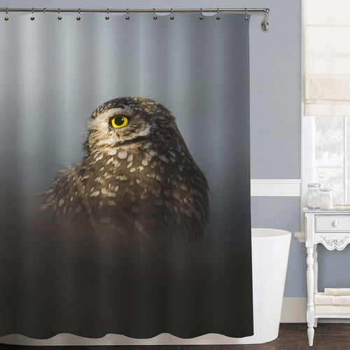 Burrowing Owl on the Move, Looking for a New Burrow Shower Curtain - Grey