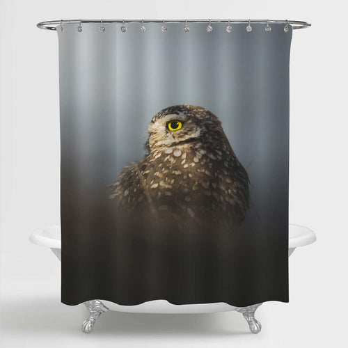 Burrowing Owl on the Move, Looking for a New Burrow Shower Curtain - Grey