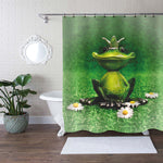Prince Frog Sitting on the Grassland Shower Curtain - Green