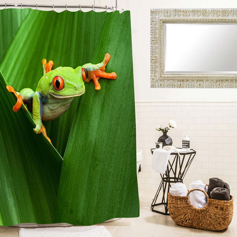 Red-eyed Tree Frog Agalychnis Callidryas in a Plant Shower Curtain - Green