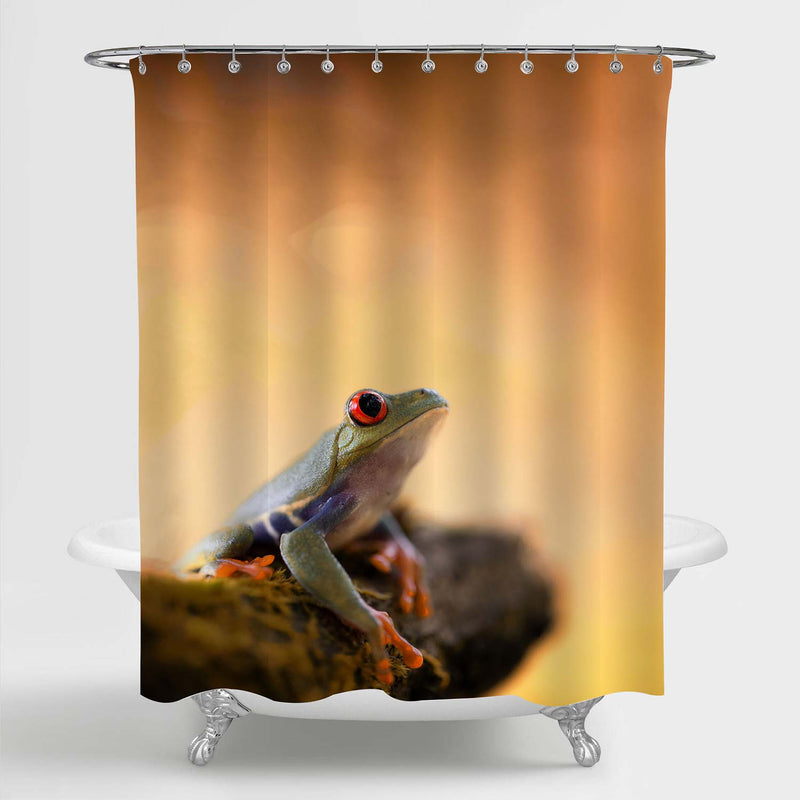 Exotic Treefrog in Tropical Rain Forest Shower Curtain - Orange